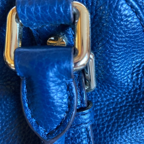 MICHAEL KORS VINTAGE LEATHER PURSE EUC BLUE SATCHEL 11x9x5 - Picture 3 of 12